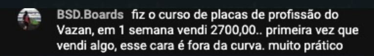 Aluno relata sua primeira venda de 2.700 reais após o curso